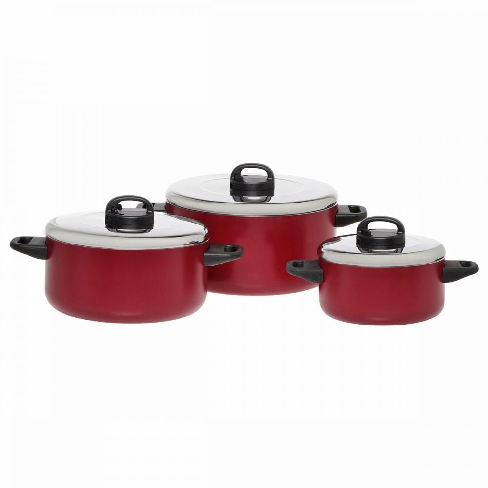 Prestige Aluminum Cooking Pots Set of 6-Piece, Red PR20915