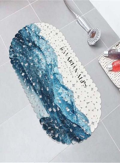 Anti-Skid Quick Dry Bathroom Mat Blue/White 35 x 69centimeter