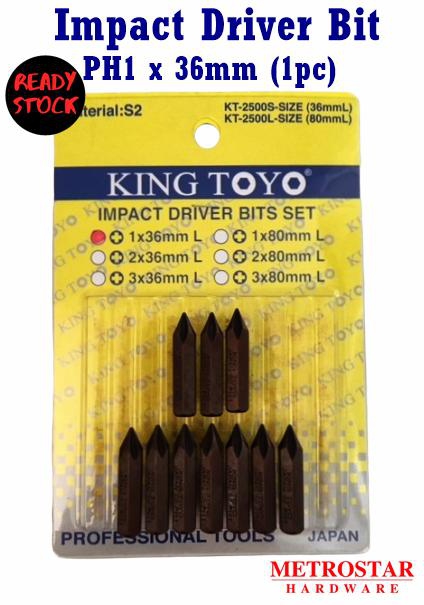 King Toyo Impact Driver Bit PH1 x 36mm (1pc)