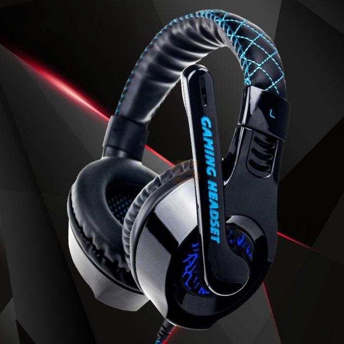 Somic G95 Wired LED Light Gaming Headset Headphone Stereo Earphone with Rotated Microphone Perfect for PC Computer Gamer-Blue