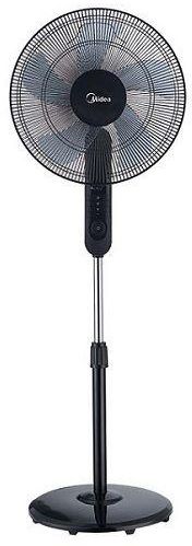 Midea Pedestal Stand Fan with Remote Control | 16-inch | 3D Oscillation Directions | 3 Speed Levels & Adjustable Height | 5-Leaf Blade with 7.5 Hours Timer | Best for Home & Office | Color: Black | Model: FS4015FR