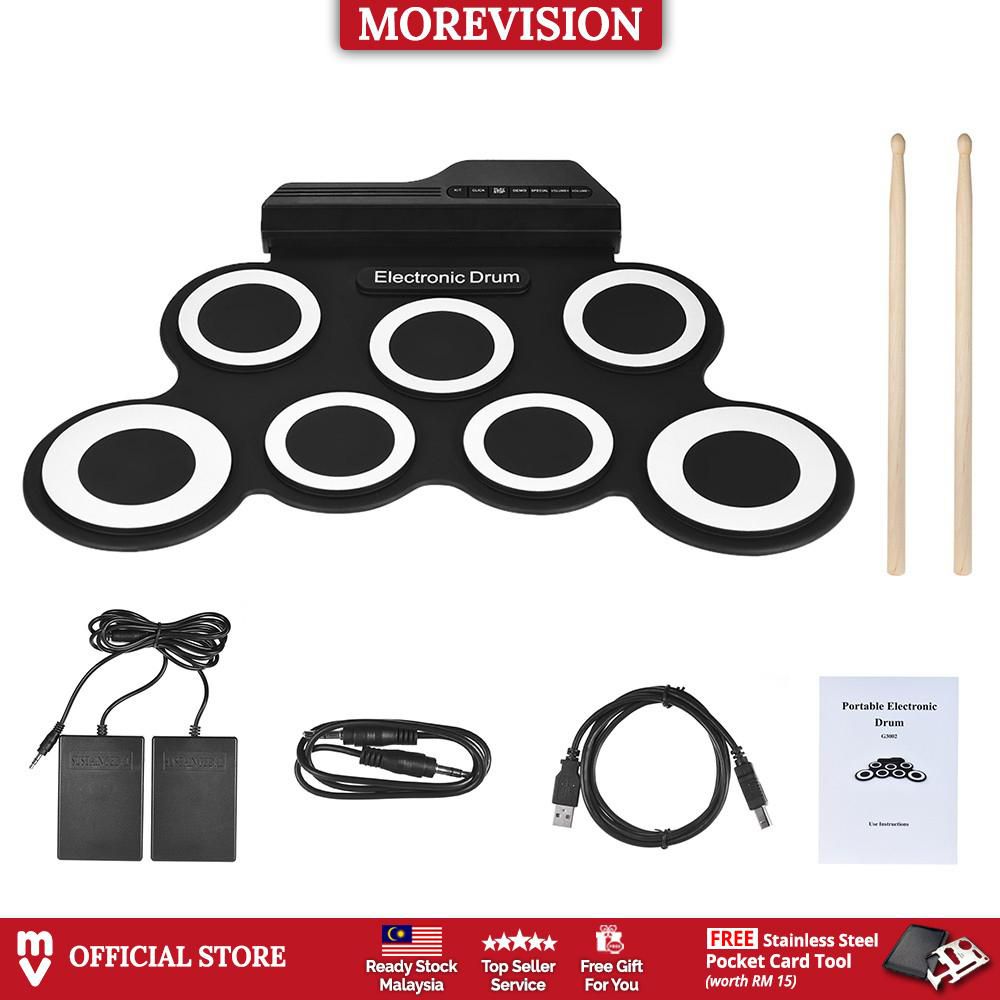 Morevision Electronic Drum Set USB Roll-Up Silicon Drums Pad Digital Foldable
