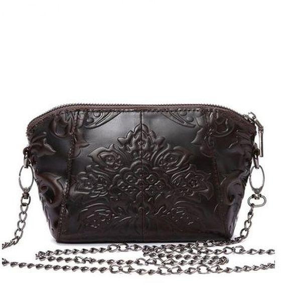 Bag Small Embossed Flower - Genuine Leather