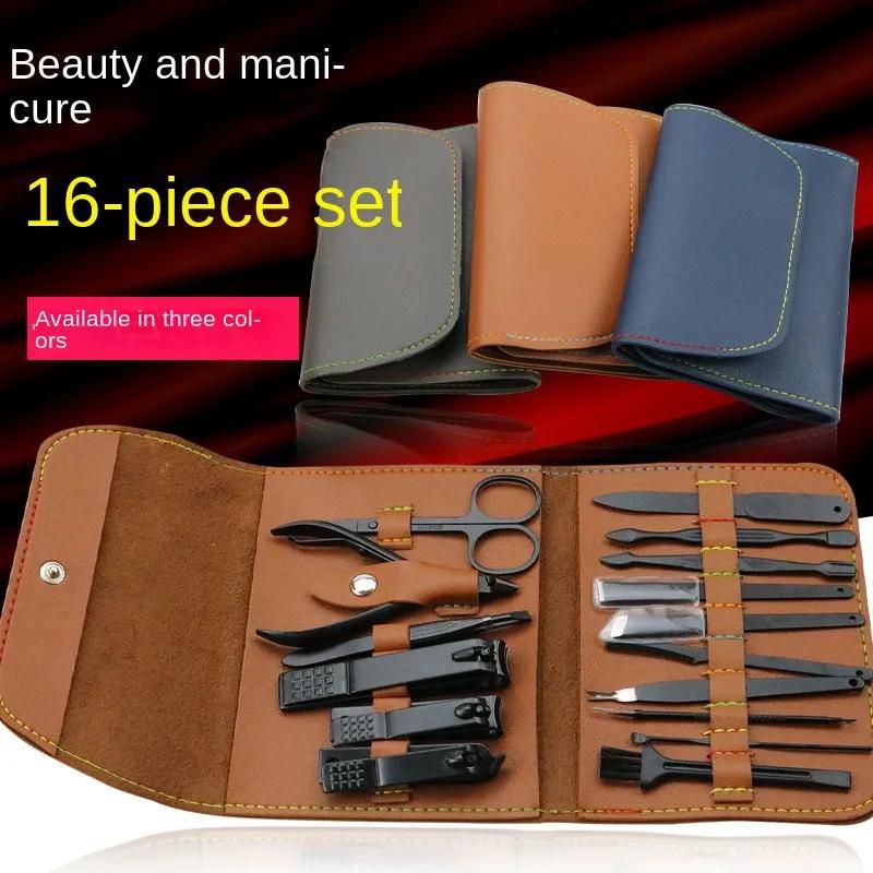 Nail Clippers Suit 12Pieces Nail Clippers Nail Scissors Fold Bag-Beauty Manicure Nail File Tool manicure tools professional