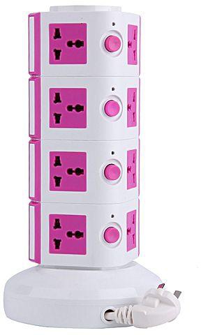 Generic Cute Unique Four-Layer Vertical Stand Socket Power Strip Office Home Use Pink