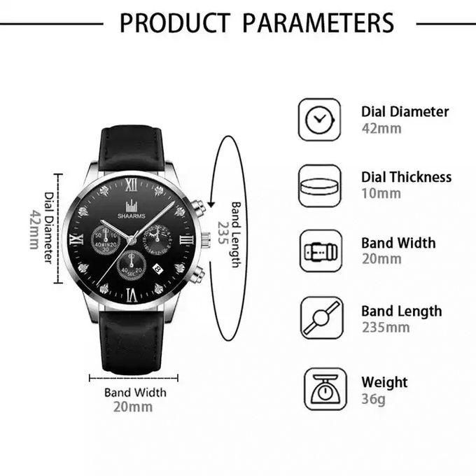 Shaarms Men's Luxury Leather Strap Quartz Wrist Watch - Black price ...