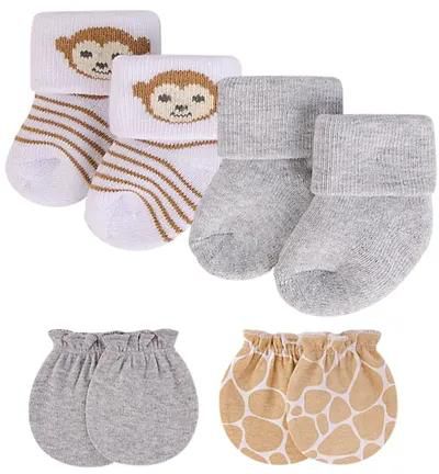 Hudson Childrenswear 2 Pack Monkeying Around Socks And Mittens Set - Multicolor