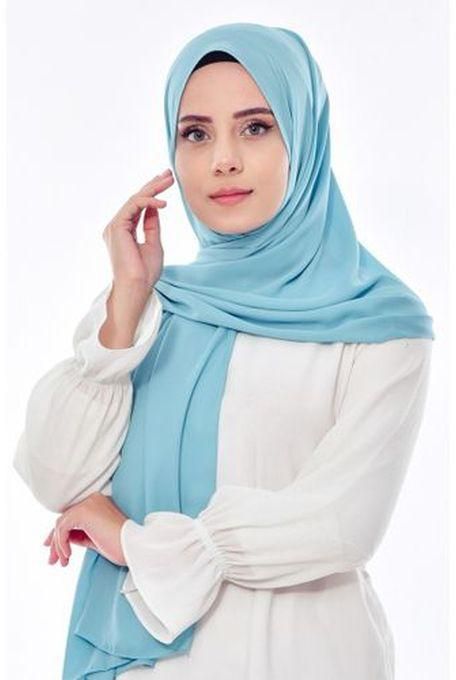 Long Scarf Crepe Solid Baby Blue Color