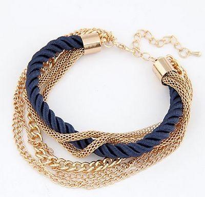 J04 Dark Blue and Gold Multi Bracelets