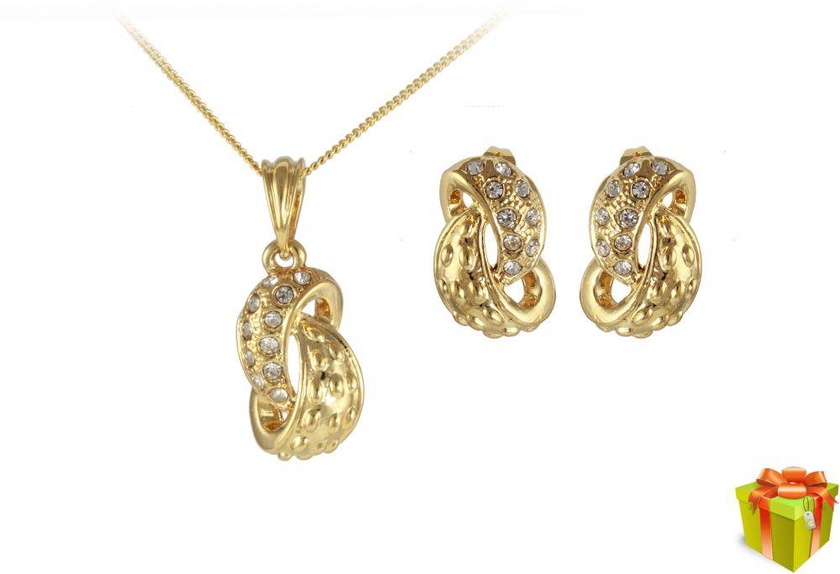طقم مجوهرات نسائي من قطعتين مطلي بالذهب 18 قيراط بتصميم عقدة رائعة من في بي جولز