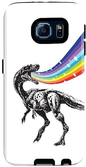 Stylizedd Samsung Galax S6 Premium Dual Layer Tough Case Cover Matte Finish - Rainbow Dino