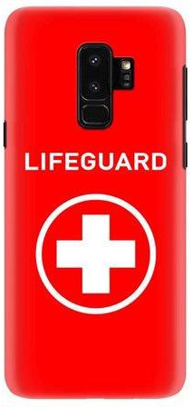 غطاء حماية بطبعة كلمة "Lifeguard" من سلسلة سناب كلاسيك لهاتف سامسونج جالاكسي S9+ أحمر/أبيض