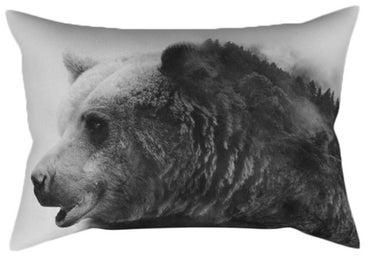 Grizzly Bear Printed Cushion Cover Grey/Black 30x50cm
