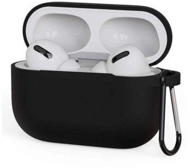 Protective Silicone AirPods Pro Case With Hook - Black