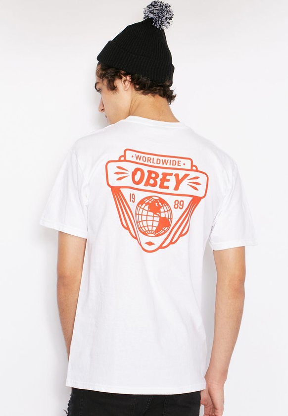 Globe Print Basic T-Shirt