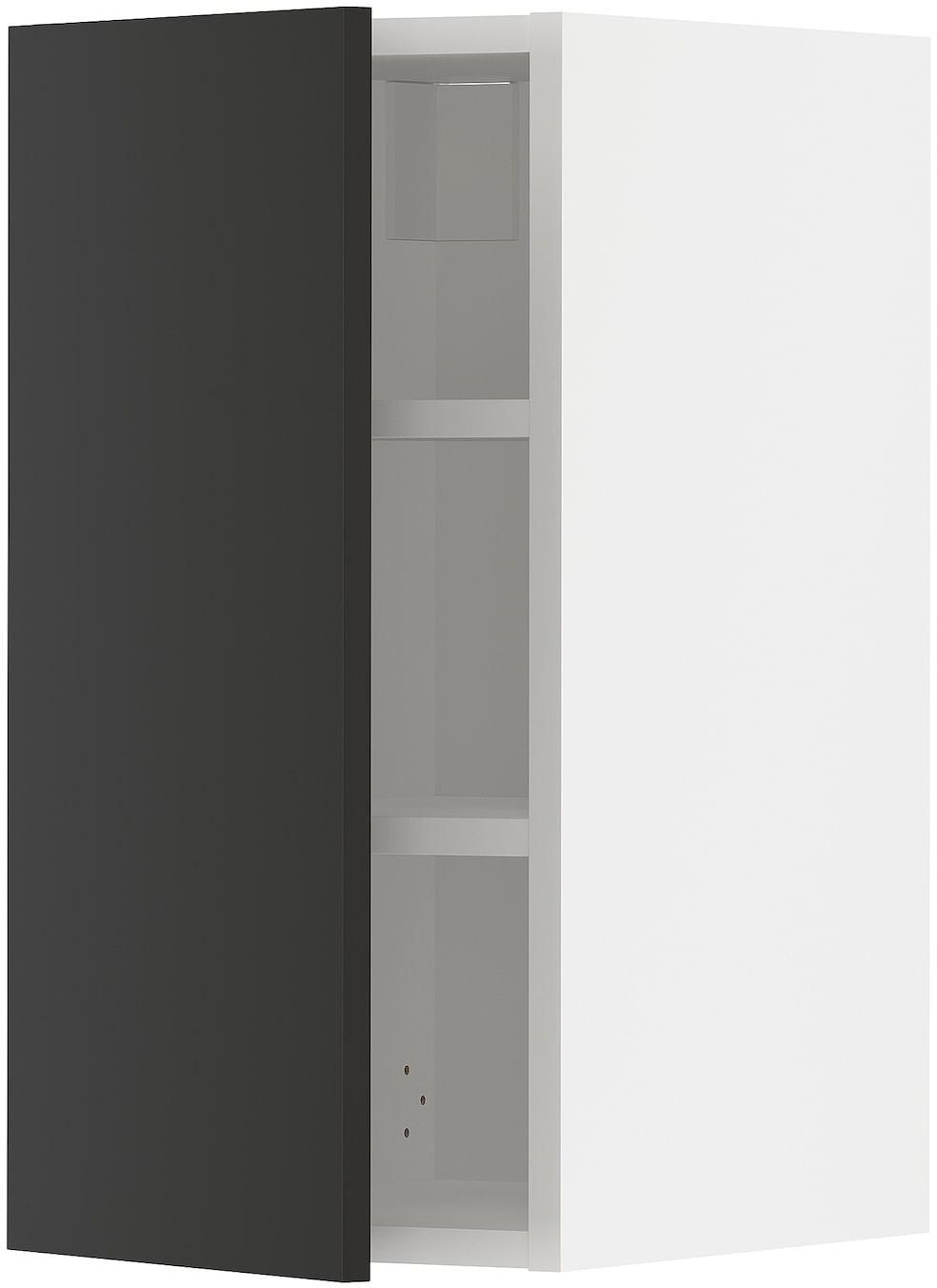 METOD خزانة حائط مع أرفف - أبيض/Nickebo فحمي مطفي ‎30x60 سم‏