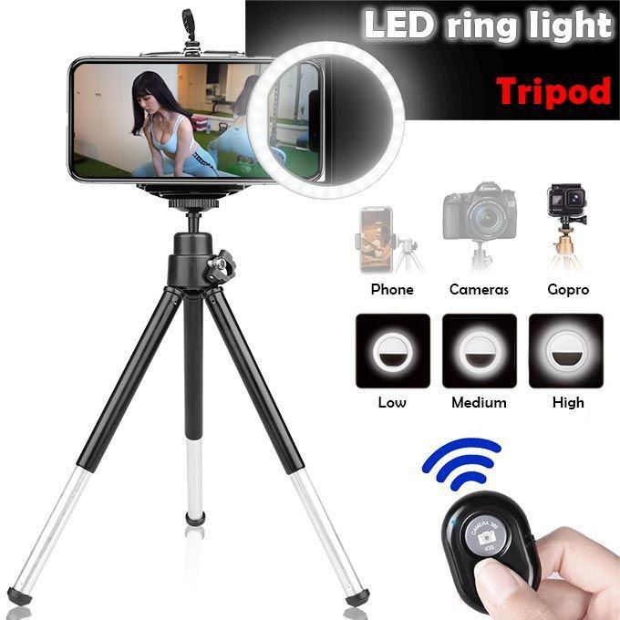 Tripod Bluetooth Remote Mini Tripod Selfie Stick Tripode Camera Portable+ LED Ring Lights