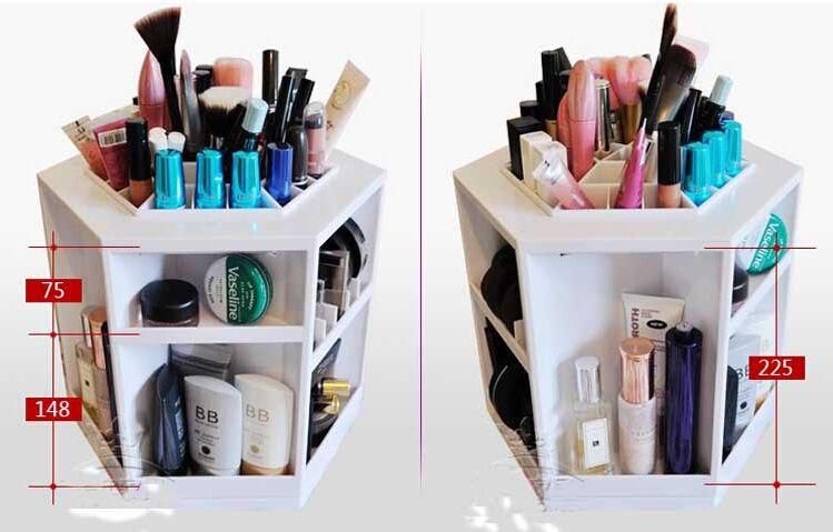 Spin 360 Make Up Organizer Cosmetic Storage Box-  White