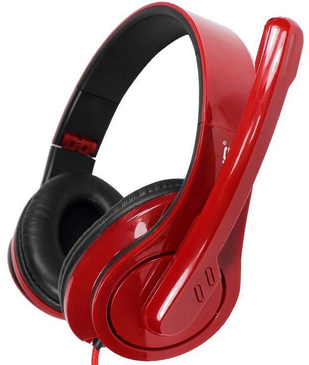 OVLENG Q8 USB Port Computer pc Super Bass On-ear Headphones with Microphone & 2.0 m Cable (Red)