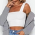 1pc Fashion Square Neck Sleeveless Summer Crop Top White Women Black Casual Basic T Shirt Off Shoulder Cami Sexy Backless Tank Top