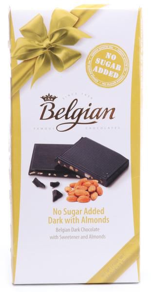 Belgian No Added Sugar Dark Chocolate With Almonds 100g