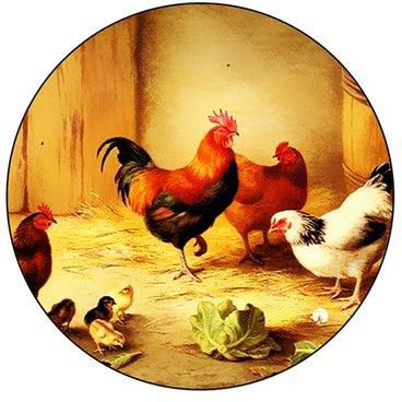Chickens Printed Round Pin Badge Multicolour