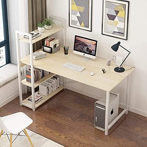 PATIOSNAP Home Office Computer Table, Modern Simple Study Table with Bookshelf 100 * 50 * 72cm Laptop Table Notebook Desk with Extra Strong Legs