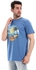 Kubo Printed Round Neck Slip On T-Shirt - Spruce Blue