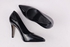 Paylan حذاء جلد بكعب عالي للنساء - أسود