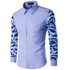 Mens Camouflage Shirts Military Shirts Patchwork Camo Print Long Sleeve Shirts Men Casual Clothes blue xxl