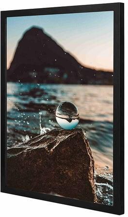 Shallow Focus Glass Ball Near Body Of Water Wall Art Painting With Pan Wooden Frame Multicolour 43x53centimeter
