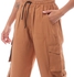 Andora Camel Slip On Pants With Elastic Waist & Pockets