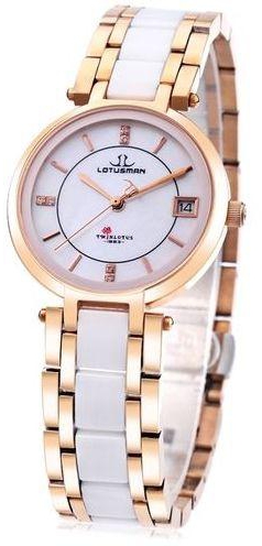 LOTUSMAN Women Quartz Watch - White+Gold