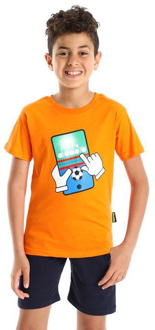 Diadora Boys Printed Cotton T-Shirt - Orange