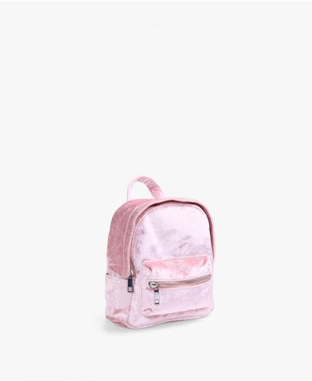 Light Pink Crushed Velvet Mini Backpack