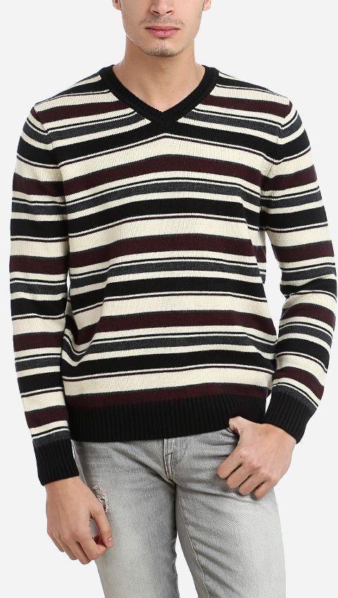 Cellini Striped Pullover - Black & Beige