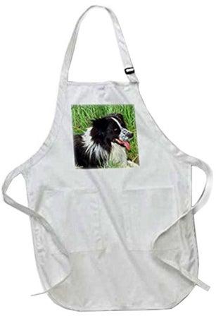 Border Collie Printed Apron With Pockets White multicolor 20x30cm