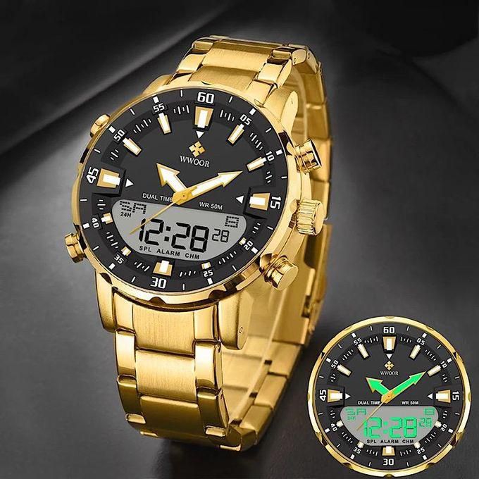 WWOOR Men's Dual time 30M water resistant watch