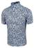 Sunshine Mens Casual Short Sleeve Floral Print Slim Button Down Shirt-Blue