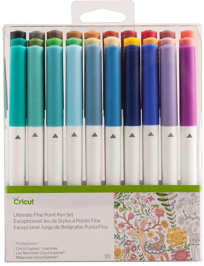 Cricut Explore/Maker Fine Point Pen Set(Ultimate)- 30 Pens In Black Red Blue Green Yellow Sour Apple Candy Corn Blueberry
