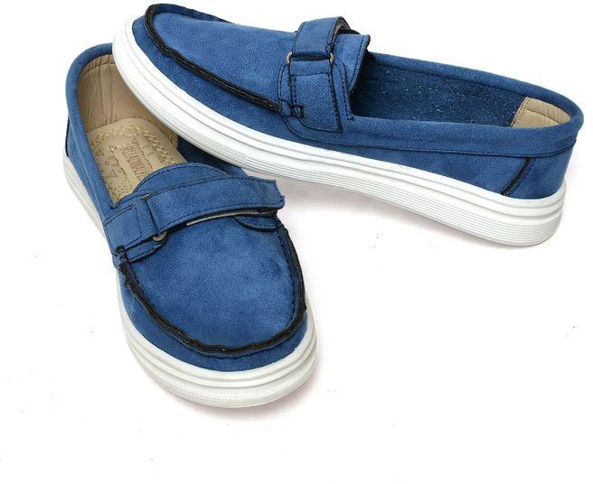 Roadwalker Flats Shoes Suede Loafers Sneakers For Women - Denim Blue 37