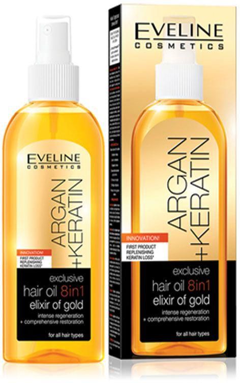 Eveline Argan & Keratin Exclusive Hair Oil 8 in 1 Elixir of Gold