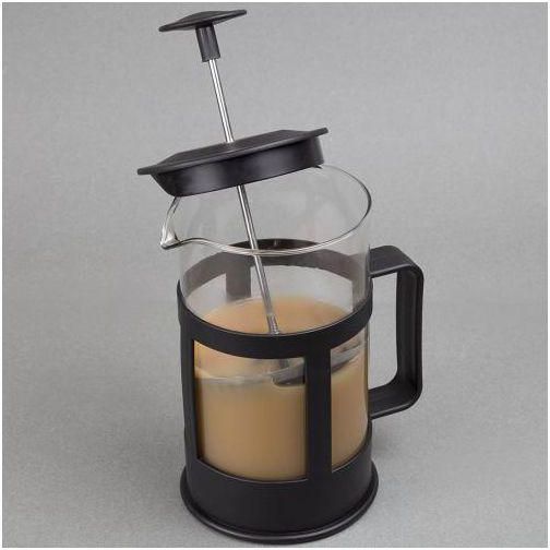 ماكينة صنع القهوة بالضغط الفرنسي زجاجية من الفولاذ المقاوم للصدأ بسعه ٦٠٠ مل.