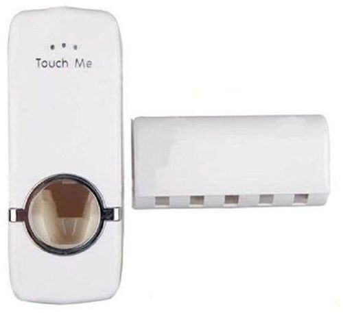 Touch Me Toothpaste Dispenser And Toothbrush Holder- White