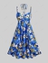 Plus Size Twist Plunging Crop Top and Halter Flounce Knot Floral Midi Dress - 2x | Us 18-20