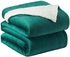 Fabienne Sherpa Blanket Single Size Twin Plush Throw Bed Blanket, 160X220cm, Flannel Fleece Reversible Lamb Blanket, Green