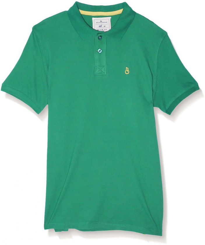 Bella Cotton BCS559 Chest Logo Ribbed Trims Short Sleeves Cotton Polo Shirt for Men - Green, XL