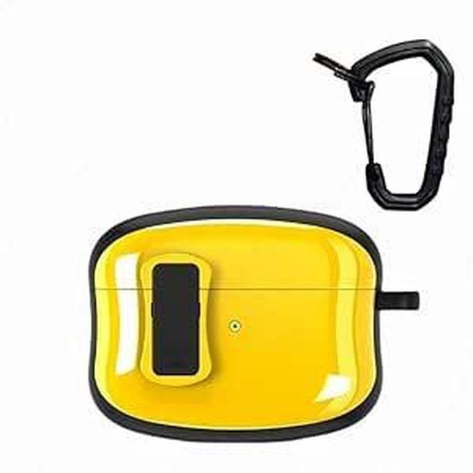 Compatible with AirPods Pro Case with Keychain, Military Armor Military Style Rugged Armor Rugged Shockproof Anti-Scratch Hard Shell Case for AirPods Pro 2019 (Yellow)