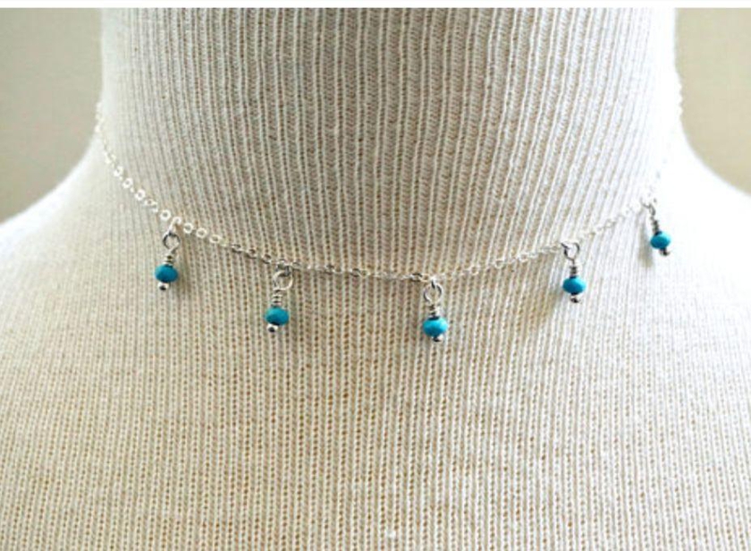 O Accessories Choker Necklace Turquoise _silver Chain