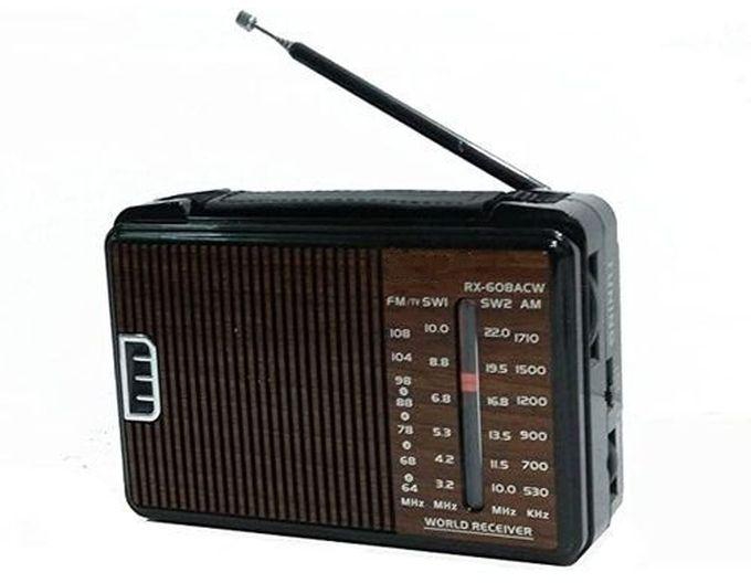 راديو كلاسيكي صغير يعمل بالكهرباء 608 -بني